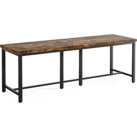 Bureau double 200cm industriel vintage marron et noir pour 2 personnes (1/5)