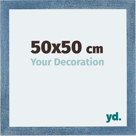 Cadre Puzzle 50x50 cm - cm - Bleu Brillant Patiné - MDF - Mura. (1/5)