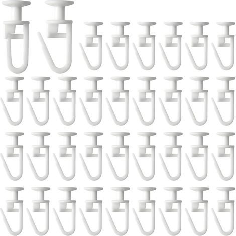 100 Pcs Coulissant Crochet de Rideau Rail Glisseur en Plastique, Crochets Coulissants Adapté aux Rideaux Glissants et Rideau de Douche, Compatible Tous Rails Métal et Plastique (1/5)
