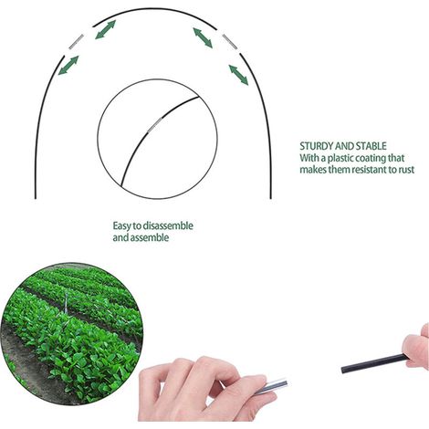 Kit de Tunnel de Culture Serre avec Arceaux Fibre de Verre Polyéthylène [Serre DIY, Protection Jardin] pour Potager surélevé et Bâche Climatique 2.5x10m - 30x Arceaux + 20x Connecteurs + 20x Piquets + (1/4)