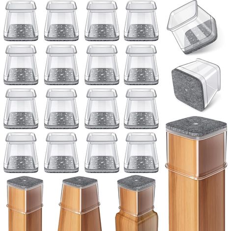[qg]24 protections carrées pour pieds de chaise, embouts en feutre de silicone pour pieds de meubles, pour sols durs (Convient aux pieds de 19 à 25 mm) (1/5)