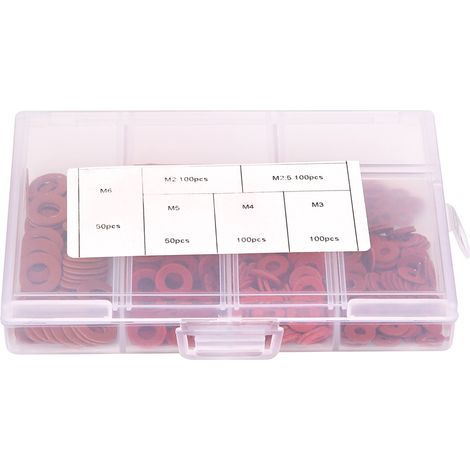 Pack of 500 red insulating washers in white zinc-plated carbon steel, M2 to M6 (1/5)