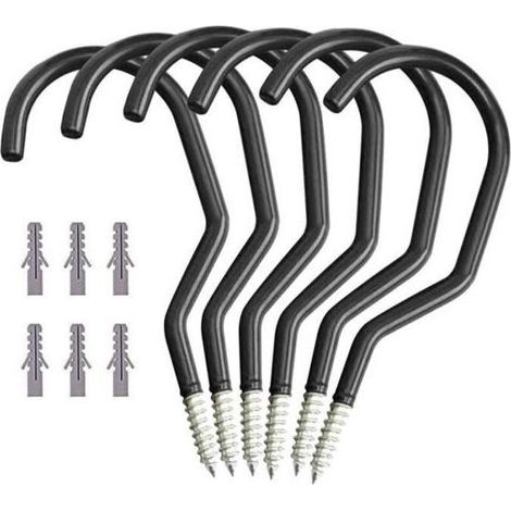 Support mural pour vélo - Non spécifié - 6 Pcs - Acier galvanisé - PVC - Noir (1/4)