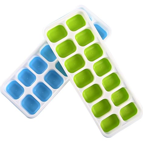 Bacs à Glaçons Carrés En Silicone avec Couvercle, bacs à glaçons en silicone avec couvercle, Faciles à Retirer, Empilable, Reutilisable, pour Nourriture Bébé, Boissons, multicolore (1/5)