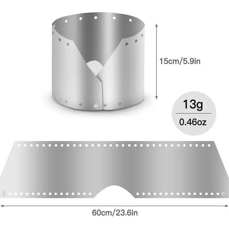 1 pare-vent en titane pour réchaud de camping avec sac de rangement, compatible avec les réchauds portables et autres ustensiles de cuisine de camping. (1/3)