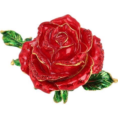 Boîte à Bijoux en Forme de Rose Élégante et Brillante pour Rangement de Bagues et Décoration de Bureau (1/5)