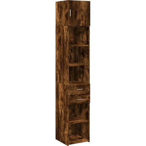 Slim Storage Cabinet Smoked Oak 40x42.5x225 cm Engineered Wood vidaXL