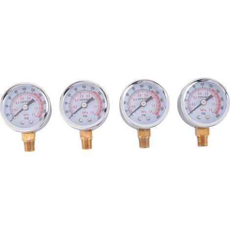 Manomètre de Pression D'Air 0-200 Psi, 1/8 Po, Connexion Mâle NPT, Inférieur Du Côté, Cadran de 1,57 Po, Couleur Argent, pour Compresseur D'Air. (1/5)