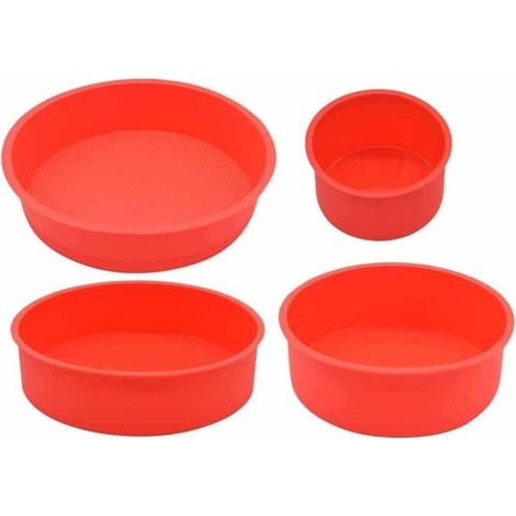 Ensemble de 4 moules à gâteaux ronds en silicone, moule à génoise, résistant à la température de -20 à 230 degrés Celsius, tailles 4 pouces, 6 pouces, 8 pouces, 10 pouces.