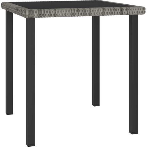 Garten-Esstisch Grau 70x70x73 cm Poly Rattan