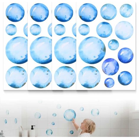 4er-Set Wandaufkleber für Fliesen – Seifenblasen-Design – Wasserfest – Fürs Kinderzimmer