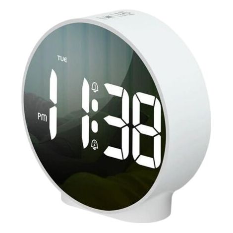 Réveil lumineux avec jour de la semaine, fonction snooze, 4 niveaux de luminosité réglables, 2 alarmes, horloge numérique à piles (1/5)