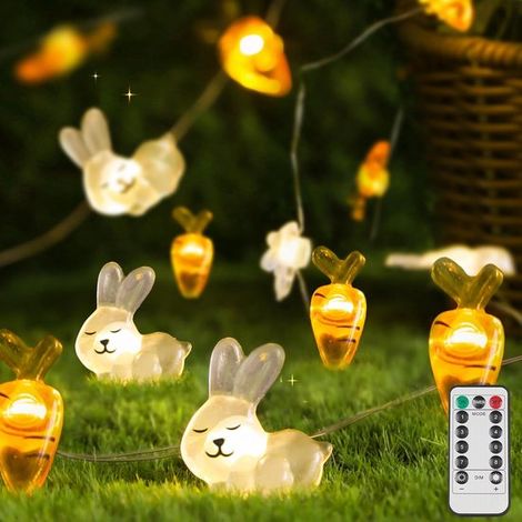 Illuminazione pasquale per esterni - Catena luminosa a LED da 3 metri, con alimentazione a batteria - 30 lampade a luce bianca calda - Per decorazioni pasquali interne ed esterne (1/5)