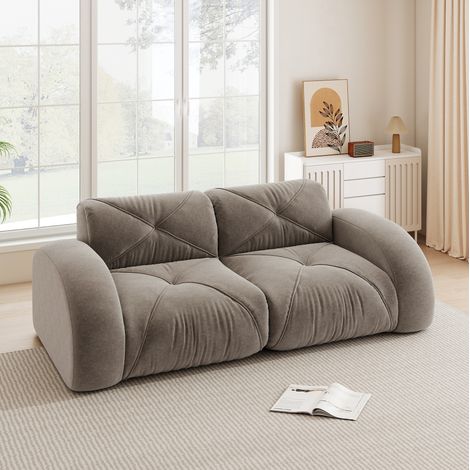 Divano modulare 2 posti senza telaio in ciniglia taupe OKWISH (1/5)