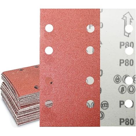 Tools 93 x 185 mm 8 Holes 80 Grit Sanding Sheets Square Hook and Loop Sandpaper 8 Holes Accessories Orbit Sander (1/5)