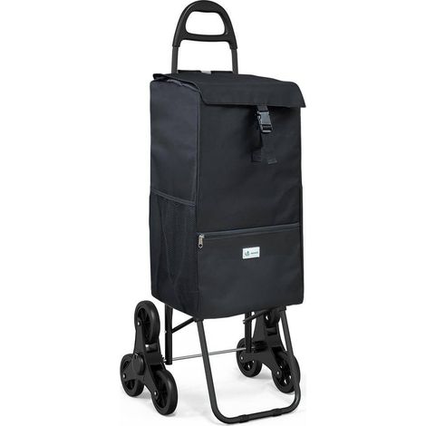 Vounot – Chariot de courses 3 en 1 pliable – 6 roues monte escalier – Sac isotherme 40L – Charge max 30kg – Noir