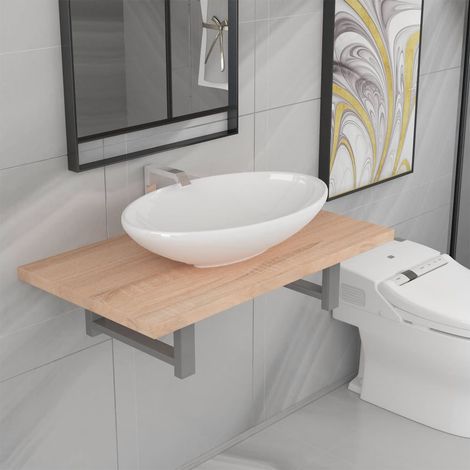 Meuble de salle de bain en deux pièces Céramique Chêne 7 (1/5)
