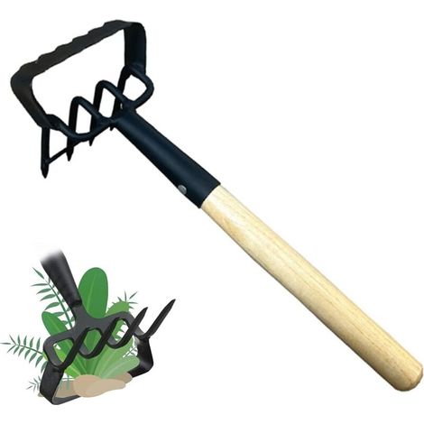 2 in 1 Garden Pruning Shears Steel 4 Prongs Working Width 10cm, Hoe with Two Heads for Maintenance and Weeds, Gardening Tools for Weeding and Loosening Soil (1/5)