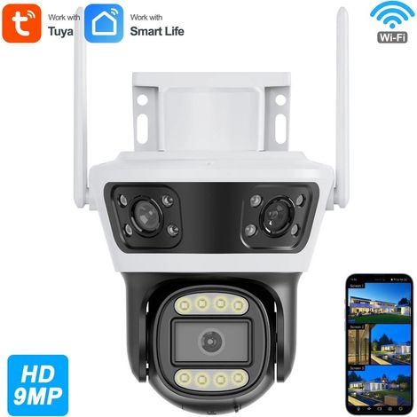Tuya Telecamera Motorizzata Smart WiFi con Triplo Obiettivo da 9 MP Impermeabile (1/5)
