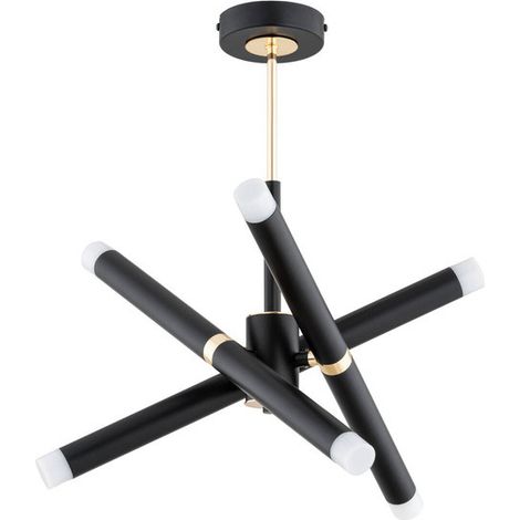 Alfa VILIO Modern Ceiling Light Fixture, Black & Gold 3-Tube Design, 6x G9 Sockets (Max 10W), Metal Indoor Lamp for Living/Dining Room Office, 40x40x48 cm, Non-Dimmable