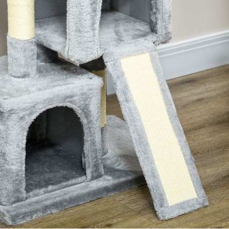 Arbre à chat avec colonnes en sisal, griffoir, 59 x 39 x 83 cm, gris clair, supporte jusqu'à 30 kg (1/5)
