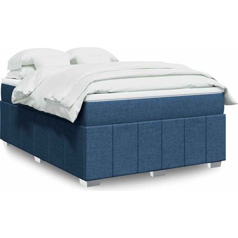 Sommier à lattes de lit avec matelas Bleu 140x190 cm Tissu vidaXL (1/5)