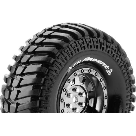 Louise RC - CR-ARDENT - 1-10 Crawler Tire Set - Mounted - Super Soft - Black Chrome 1.9 Wheels - Hex 12mm - L-T3232VBC
