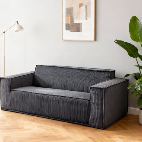 Canapé moderne en velours côtelé,canapé 2 places confortable avec assise profonde, canapé pour salon/appartement/bureau/maison,gris