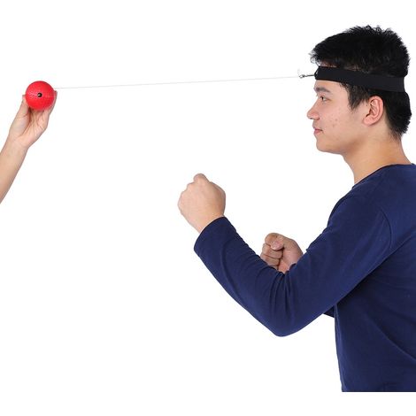 Balle de réflexe de boxe avec bandeau pour l'entraînement et la réduction du stress (rouge) (1/5)