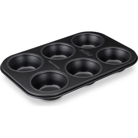 Zenker Perfect Black 6 stampi per muffin in lamiera d'acciaio, doppio rivestimento antiaderente, resistente al calore fino a 230°C, ideale per deliziosi muffin, made in Germany (1/5)