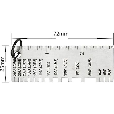 Outil de mesure de soudage en acier inoxydable, jauge d'épaisseur de soudure, règle d'inspection (1/5)