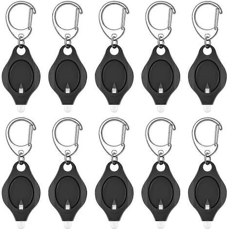 Lot de 10 mini lampes torches porte-clés LED ultra-lumineuses, noires (1/5)