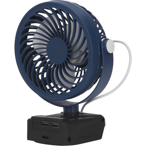 Akku-Ventilator, kabellos, 2 Geschwindigkeitsstufen, verstellbarer Winkel, tragbar, 21 V, ideal für Camping, Outdoor-Aktivitäten und Reisen (1/5)