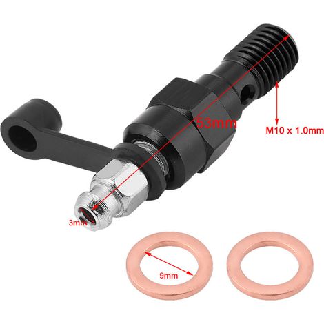 M10x1,0 mm Entlüftungsschraube für Motorradbremssättel, Hohlschraube mit schwarzer Kappe (1/5)