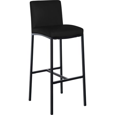 Tabouret de bar x1 design épuré et contemporain en PVC noir cadre à quatre pieds en métal noir 100006047 (1/5)
