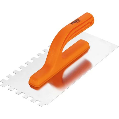 Truelle crantée, 270 x 125 mm, denture 10 x 10 x 10 mm, manche en plastique