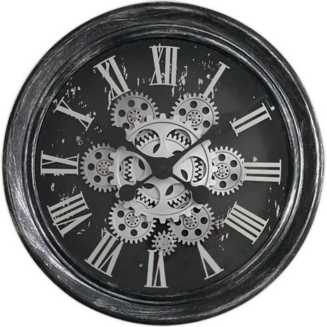 Horloge ronde mécanisme apparent 34x9x34cm (1/3)