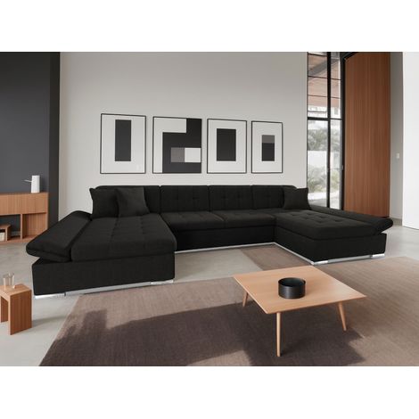 Bestmobilier – Canapé panoramique convertible 7 places – 2 coffres de rangement – Dimensions L364xH75xP160 cm – Style contemporain – Tissu 100% polyester (1/4)