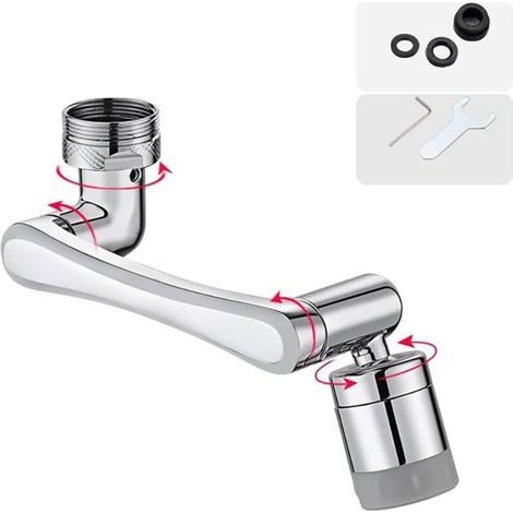 Tap aerator, 1440° swivel tap extension, tap fitting, 2 water outlet modes, universal tap, brass diffuser for bathroom and kitchen sinks, 20/22/24 mm (1/5)