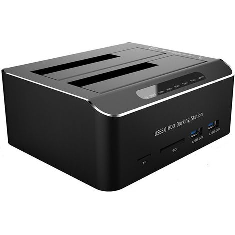 1 Station d'accueil SATA,USB 3.0 5Gbps,Dual Slot 2.5in 3.5in,Clone Hors Ligne,Supporte 2x 16TB (1/5)