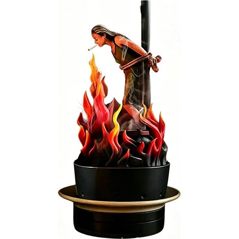 Diffuseur d'huiles essentielles d'aromathérapie, humidificateur ultrasonique avec flamme et volcan 2 modes de brume, pour chambre, bureau, maison, arrêt automatique, télécommande, cadeau (A)