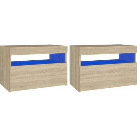 Chevet avec lumières LED 2 pcs Chêne sonoma 60x35x40 (1/5)
