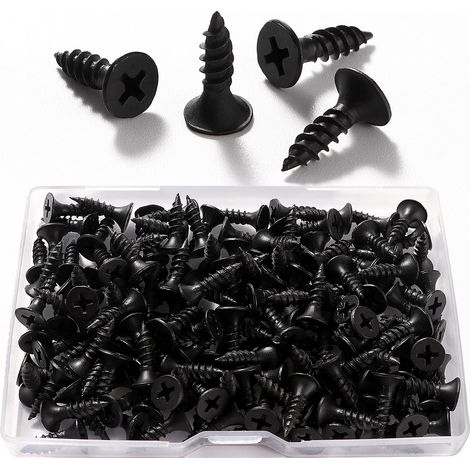 150 Pièces M3.5 16 mm Vis à Bois À Filetage Épais, Vis Cruciformes, Vis Autotaraudeuses, pour Cloisons SèChes, Meubles En Bois, Noir (1/5)