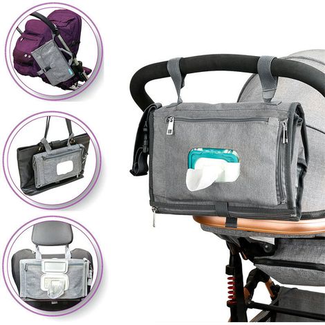 Matelas à langer portable pour bébé - Sac de voyage pour matelas à langer avec pochette pour lingettes humides . (1/4)