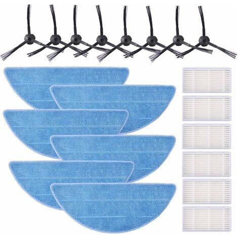 BUNTHAUS Kit de Filtre HEPA pour ZACO v5s pro, ZACO V5x, ILIFE V5s V5 V3s V3 Pro, Brosses Latérales et Lingette(6 Filtre, 6 Lingettes et 8 brosses latérales)