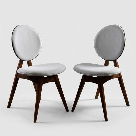 2er-Set gepolsterte Esszimmerstühle aus Leinen und Holz Touch (1/4)