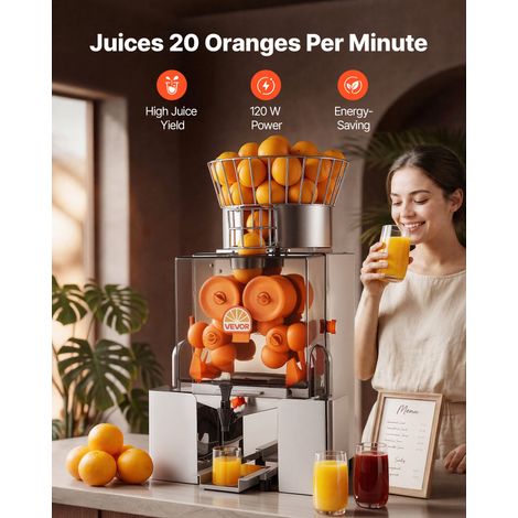 Presse Agrumes Professionnel Extracteur de Jus Automatique en Inox, Pour Bar à Jus Restaurant Supermarché, Presse Orange Électrique… (1/5)