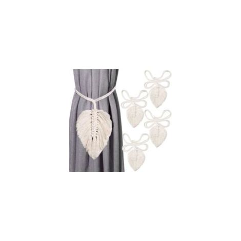 4 Pièces Embrasses Boho Feuilles Vorhanghalter Coton Macramé Gardinenhalter Rideau Avec Tirette Rideau Beige Corde De Coton Holdbacks Rideau Clips À Ressort Support De Câble À Rideaux, Décoration (1/5)