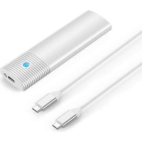 Boîtier pour disque dur SATA M.2 NVMe USB 3.2 10 Gbit/s compatible UASP 2 - Blanc (1/5)