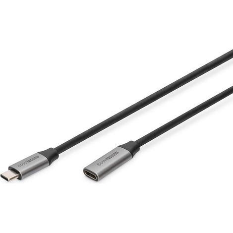 Digitus  Cable de extensión USB  Hembra  USB-C de 24 pines  Macho  Negro  USB-C de 24 pines  1 m (1/2)